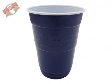 50 Stk. Beerpong Becher 16 oz 0,4 ltr. blau/weiß